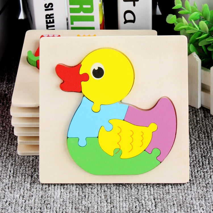 5 PCS Wooden Cartoon Animal Puzzle Early Education Small Jigsaw Puzzle Building Block Toy For Children, Frog, Duck, Elephant, Shell, Small Fish, Goldfish, Dolphin, Puppy, Little Donkey, Goat, Muck Truck, Rocket, Steamship, Aircraft, Panda, Calf