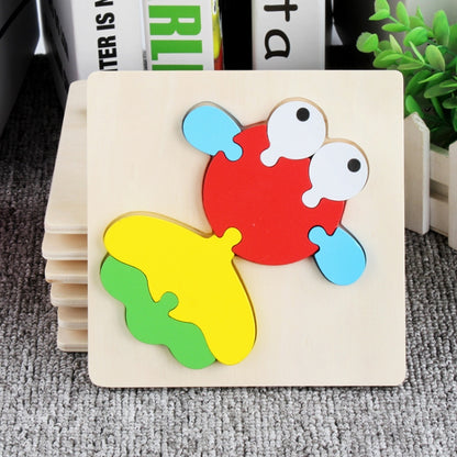 5 PCS Wooden Cartoon Animal Puzzle Early Education Small Jigsaw Puzzle Building Block Toy For Children, Frog, Duck, Elephant, Shell, Small Fish, Goldfish, Dolphin, Puppy, Little Donkey, Goat, Muck Truck, Rocket, Steamship, Aircraft, Panda, Calf