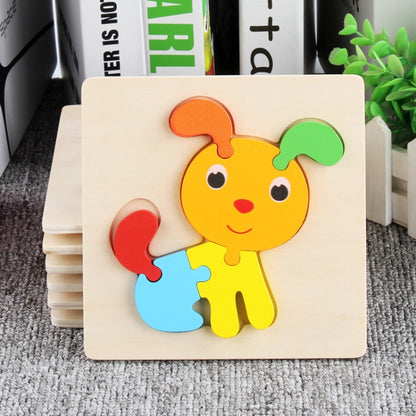 5 PCS Wooden Cartoon Animal Puzzle Early Education Small Jigsaw Puzzle Building Block Toy For Children, Frog, Duck, Elephant, Shell, Small Fish, Goldfish, Dolphin, Puppy, Little Donkey, Goat, Muck Truck, Rocket, Steamship, Aircraft, Panda, Calf