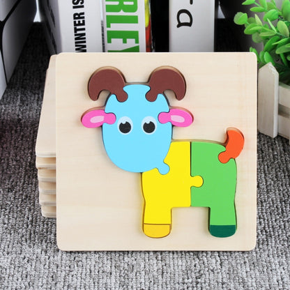 5 PCS Wooden Cartoon Animal Puzzle Early Education Small Jigsaw Puzzle Building Block Toy For Children, Frog, Duck, Elephant, Shell, Small Fish, Goldfish, Dolphin, Puppy, Little Donkey, Goat, Muck Truck, Rocket, Steamship, Aircraft, Panda, Calf