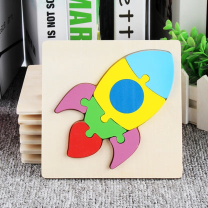 5 PCS Wooden Cartoon Animal Puzzle Early Education Small Jigsaw Puzzle Building Block Toy For Children, Frog, Duck, Elephant, Shell, Small Fish, Goldfish, Dolphin, Puppy, Little Donkey, Goat, Muck Truck, Rocket, Steamship, Aircraft, Panda, Calf