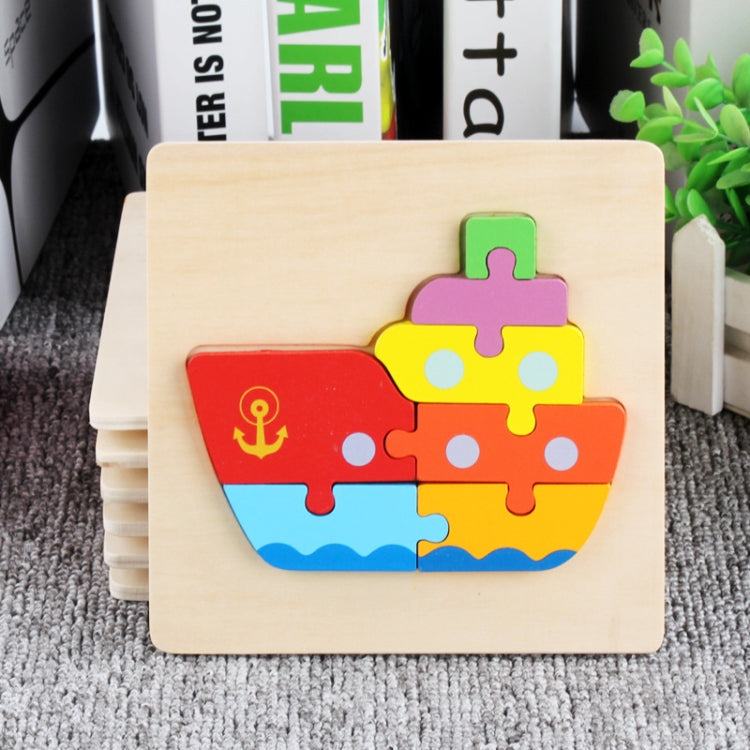 5 PCS Wooden Cartoon Animal Puzzle Early Education Small Jigsaw Puzzle Building Block Toy For Children, Frog, Duck, Elephant, Shell, Small Fish, Goldfish, Dolphin, Puppy, Little Donkey, Goat, Muck Truck, Rocket, Steamship, Aircraft, Panda, Calf