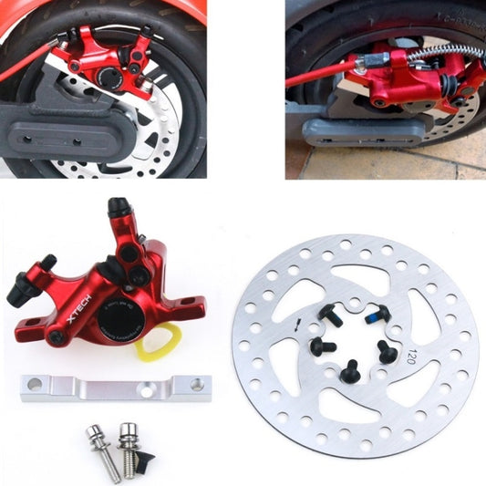 3 in 1 Scooter Modified Hydraulic Brake + 120mm Disc Brake Disc + Modified Seat Set For Xiaomi Mijia M365 Pro, Red Brake + Silver Adapter, Red Brake + Black Adapter, Black Brake + Silver Adapter, Black Brake + Black Adapter