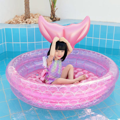 Aufblasbarer Meerjungfrauen-Form-Pool, Zuhause, Kinder, Baby, Rosa, runder Swimmingpool, schwimmendes Luftkissen, 90cm, 120cm, 150cm