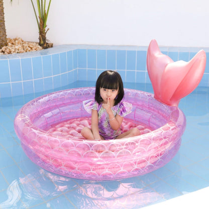 Aufblasbarer Meerjungfrauen-Form-Pool, Zuhause, Kinder, Baby, Rosa, runder Swimmingpool, schwimmendes Luftkissen, 90cm, 120cm, 150cm