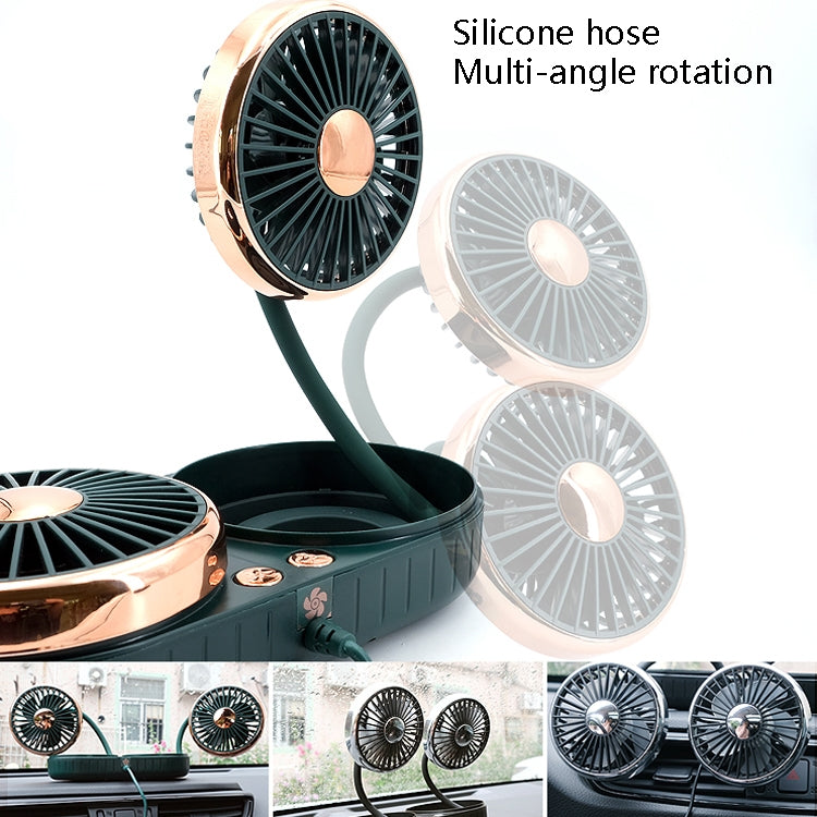 Ventilateur USB de voiture F303 12/24V avec tête oscillante, F303 (Or), F303 (Argent)