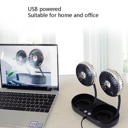Ventilateur USB de voiture F303 12/24V avec tête oscillante, F303 (Or), F303 (Argent)