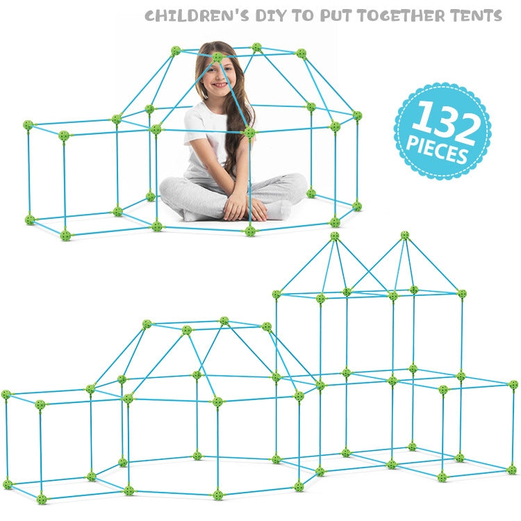 132 en 1 Tente de Bricolage Jouet à Assembler Maisonnette Tente de Construction pour Enfants, 132 en 1