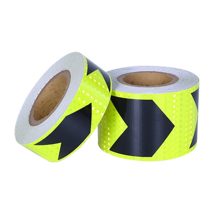 2 PCS Fluorescent Yellow Black Arrow Truck Sign Sticker Corridor Reflective Floor Stickers, 5cm x 20m, 7.5cm x 20m
