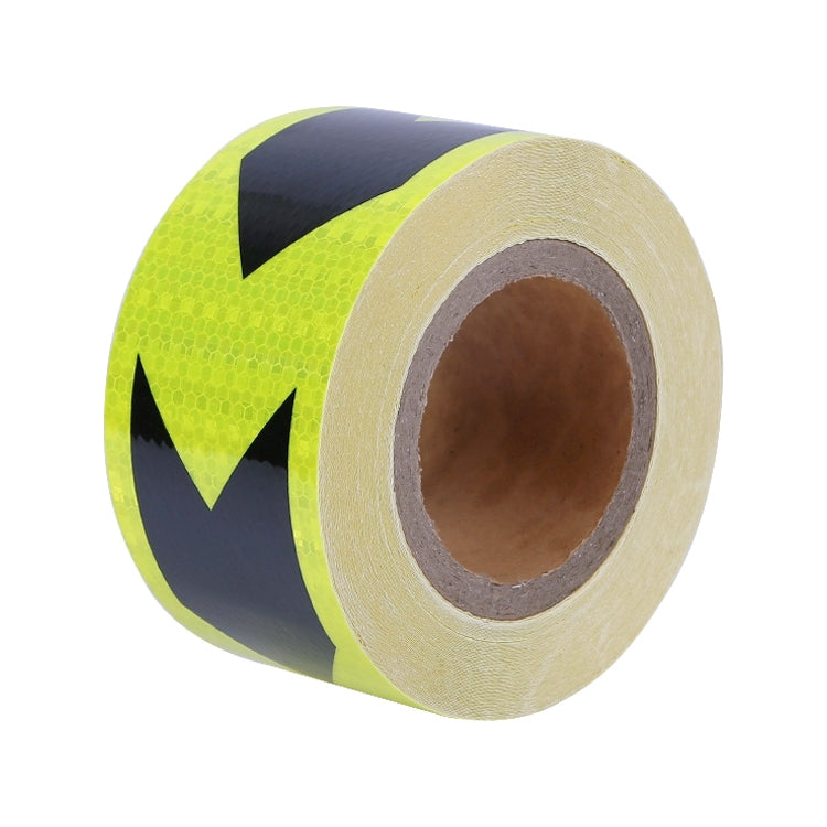 2 PCS Fluorescent Yellow Black Arrow Truck Sign Sticker Corridor Reflective Floor Stickers, 5cm x 20m, 7.5cm x 20m
