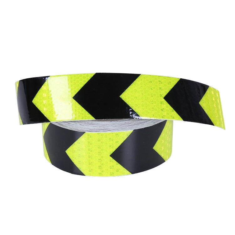 2 PCS Fluorescent Yellow Black Arrow Truck Sign Sticker Corridor Reflective Floor Stickers, 5cm x 20m, 7.5cm x 20m