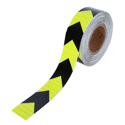 2 PCS Fluorescent Yellow Black Arrow Truck Sign Sticker Corridor Reflective Floor Stickers, 5cm x 20m, 7.5cm x 20m