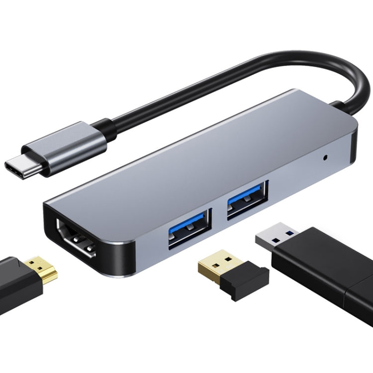 3 In 1 USB-C / Type-C To 4K HDMI + 2 USB 3.0 Ports Multifunctional HUB Docking Station, 3 In 1