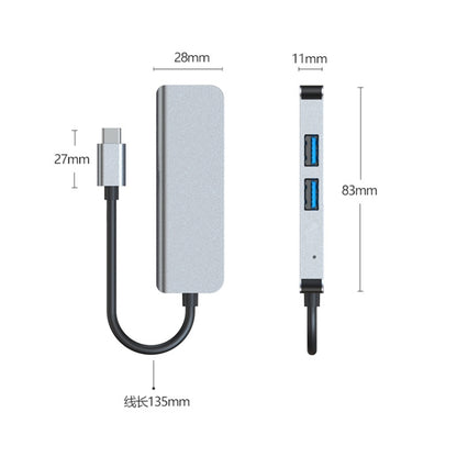 3 In 1 USB-C / Type-C To 4K HDMI + 2 USB 3.0 Ports Multifunctional HUB Docking Station, 3 In 1