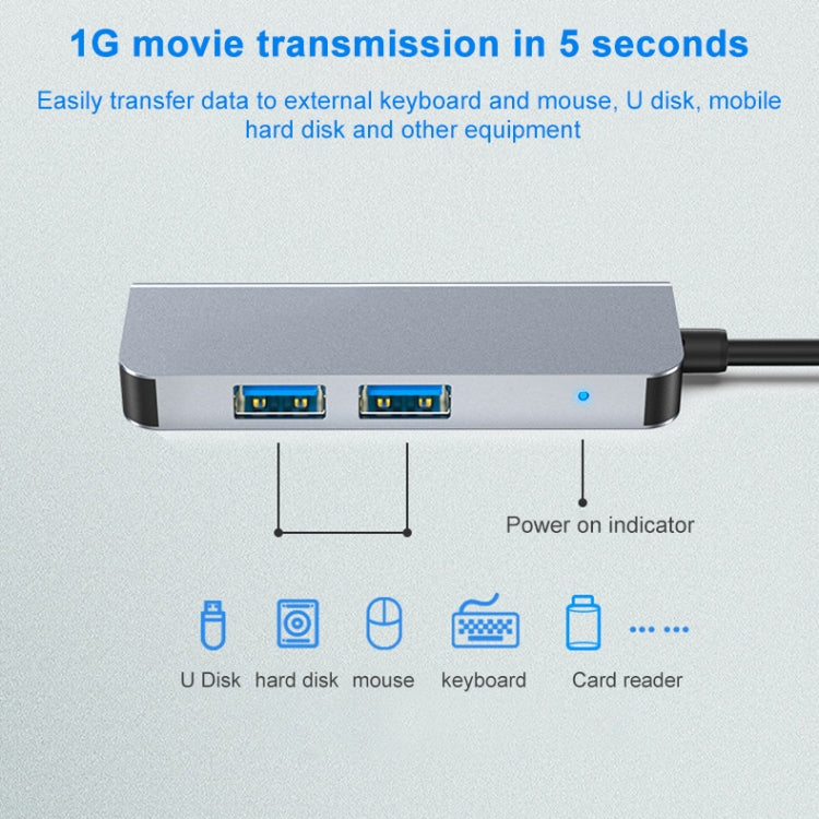 3 In 1 USB-C / Type-C To 4K HDMI + 2 USB 3.0 Ports Multifunctional HUB Docking Station, 3 In 1