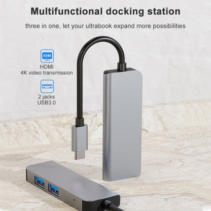 3 In 1 USB-C / Type-C To 4K HDMI + 2 USB 3.0 Ports Multifunctional HUB Docking Station, 3 In 1