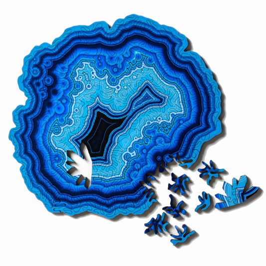 Puzzle en bois difficile en agate allotype, bleu, rouge, vert, noir, fleur