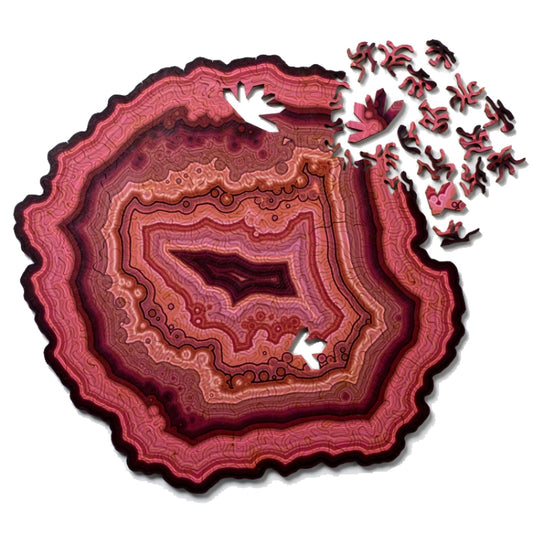 Puzzle en bois difficile en agate allotype, bleu, rouge, vert, noir, fleur