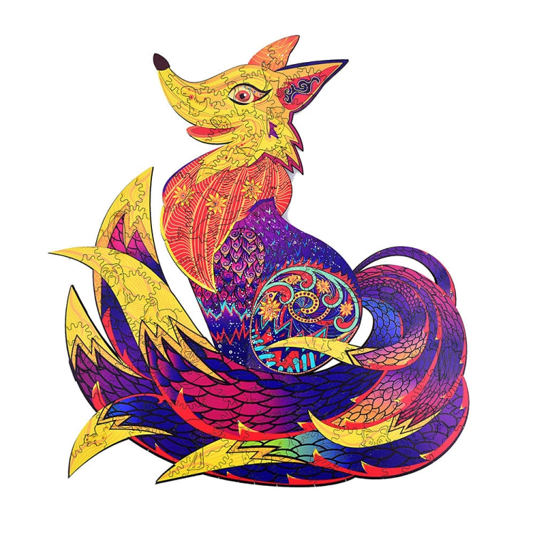 Irregular Wooden Animal Alien Puzzle High-Difficulty Three-Dimensional Puzzle Toy, Snails, Elephant, Dog, Hippocampus, Monkey, Multi-tail Fox, Fox Head, Red Fox, Single Tail Fox, Butterfly, Flamingo, Hexagonal Star, Bull, Leaves, Panda, Moon