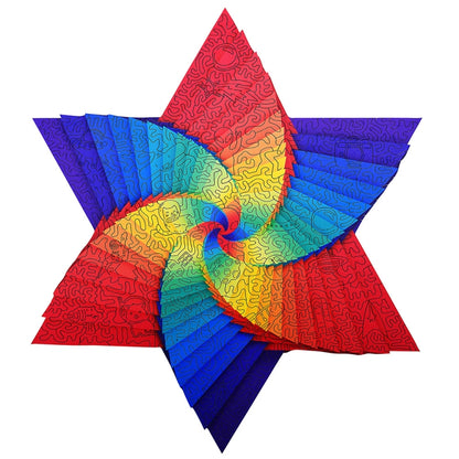 Irregular Wooden Animal Alien Puzzle High-Difficulty Three-Dimensional Puzzle Toy, Snails, Elephant, Dog, Hippocampus, Monkey, Multi-tail Fox, Fox Head, Red Fox, Single Tail Fox, Butterfly, Flamingo, Hexagonal Star, Bull, Leaves, Panda, Moon