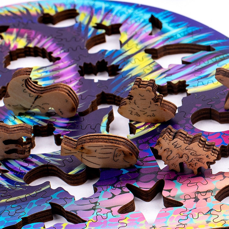 Irregular Wooden Animal Alien Puzzle High-Difficulty Three-Dimensional Puzzle Toy, Snails, Elephant, Dog, Hippocampus, Monkey, Multi-tail Fox, Fox Head, Red Fox, Single Tail Fox, Butterfly, Flamingo, Hexagonal Star, Bull, Leaves, Panda, Moon