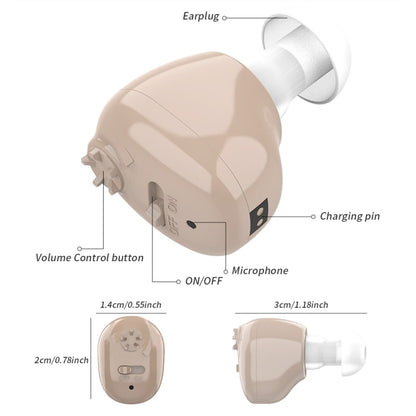 Z-12 Rechargeable In-Ear Sound Amplifier Hearing Aid with USB Cradle Charger, Z-12