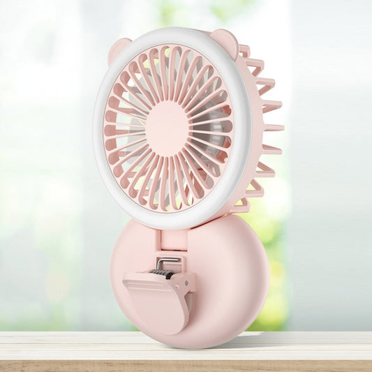 Ventilateur portable à clipser D11, avec lumière d'appoint, ventilateur de bureau USB pliable et mini, D11 rose, D11 vert, D11 blanc
