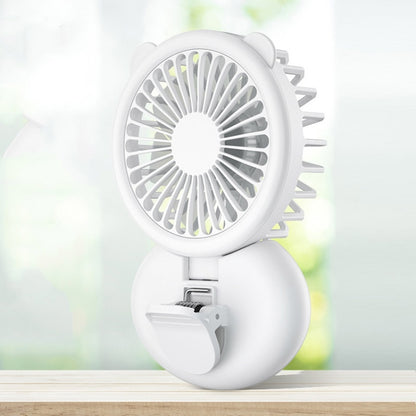 Ventilateur portable à clipser D11, avec lumière d'appoint, ventilateur de bureau USB pliable et mini, D11 rose, D11 vert, D11 blanc