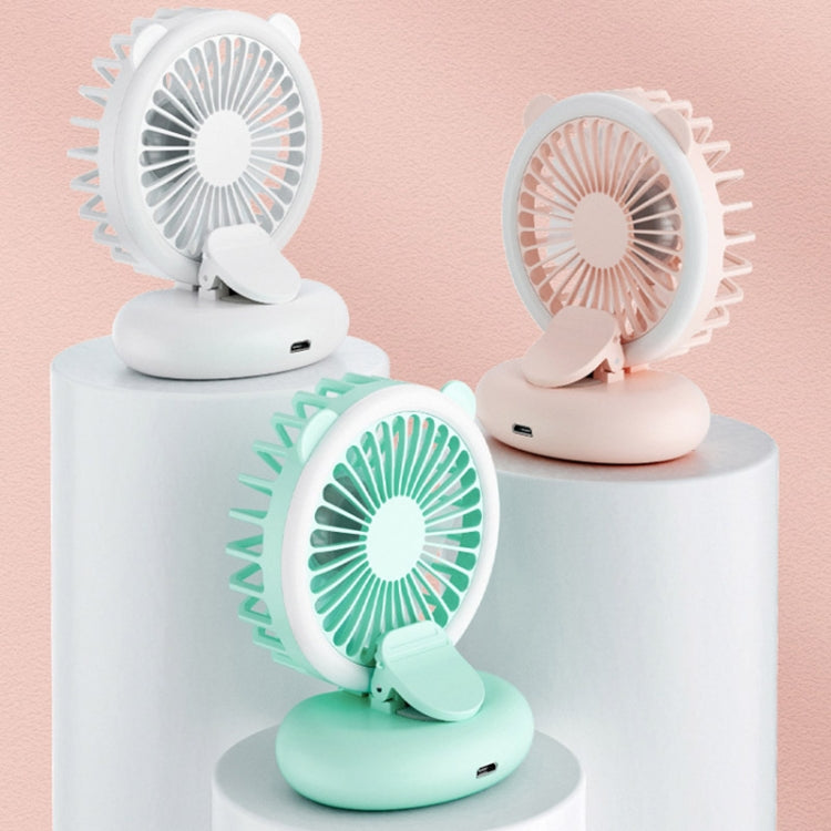 Ventilateur portable à clipser D11, avec lumière d'appoint, ventilateur de bureau USB pliable et mini, D11 rose, D11 vert, D11 blanc