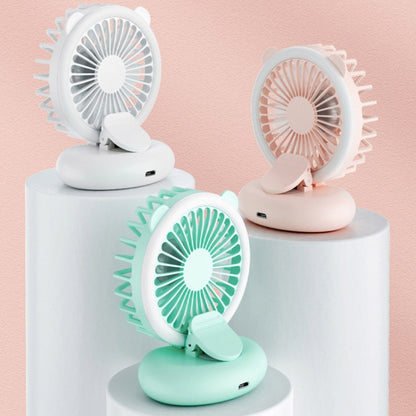 Ventilateur portable à clipser D11, avec lumière d'appoint, ventilateur de bureau USB pliable et mini, D11 rose, D11 vert, D11 blanc