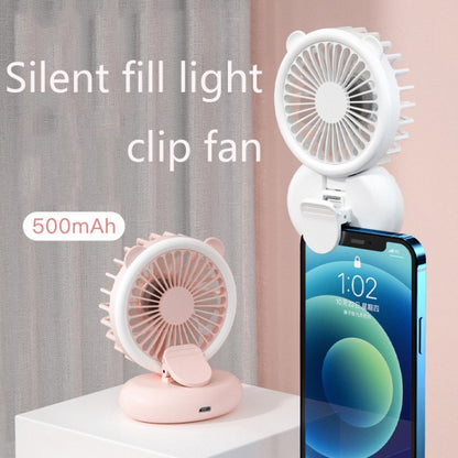 Ventilateur portable à clipser D11, avec lumière d'appoint, ventilateur de bureau USB pliable et mini, D11 rose, D11 vert, D11 blanc