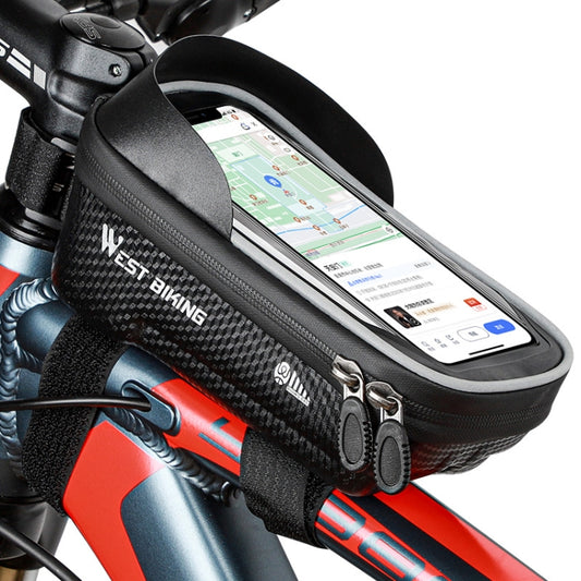 WEST BIKING YP0707235 Sacoche de VTT à Fixation Avant Étanche pour Téléphone Portable Coque Rigide Réfléchissante Équipement de Cyclisme, YP0707235