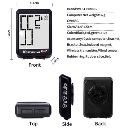 WEST BIKING Mountain Road Bike Wireless Big Character Table Big Screen Waterproof Night Light Speed Speedometer, Night Light Speed Speedometer(Green), Night Light Speed Speedometer(Black), Night Light Speed Speedometer(Red)                             ...