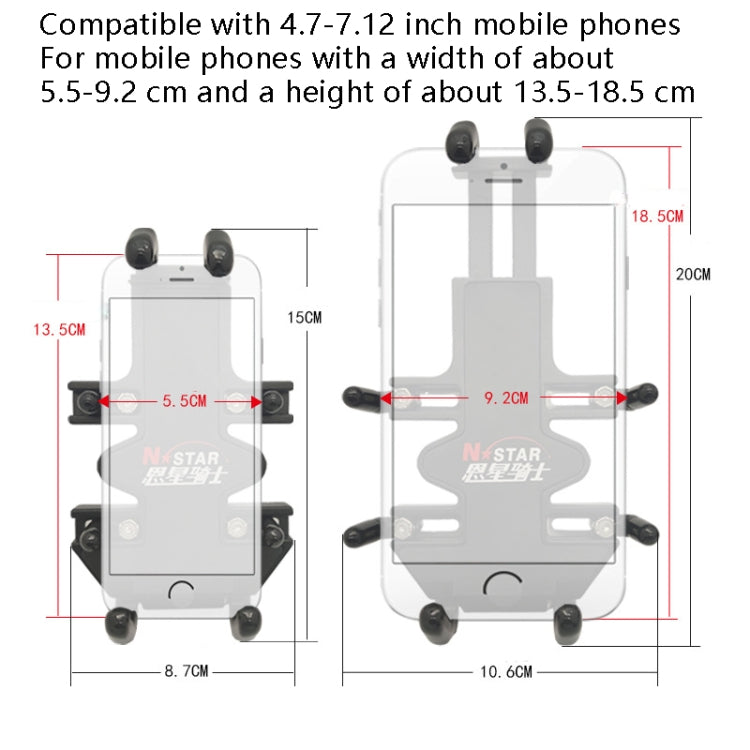 N-STAR NJN001 Motorcycle Bicycle Compatible Mobile Phone Bracket Aluminum Accessories Riding Equipment, Aluminum (With T Head), Aluminum (With Crooked Ball Head), Aluminum (With L Head ), Aluminum (With Long Stitch), Aluminum (With Pump Cover)         ...