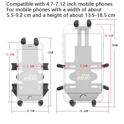 N-STAR NJN001 Motorcycle Bicycle Compatible Mobile Phone Bracket Aluminum Accessories Riding Equipment, Aluminum (With T Head), Aluminum (With Crooked Ball Head), Aluminum (With L Head ), Aluminum (With Long Stitch), Aluminum (With Pump Cover)         ...