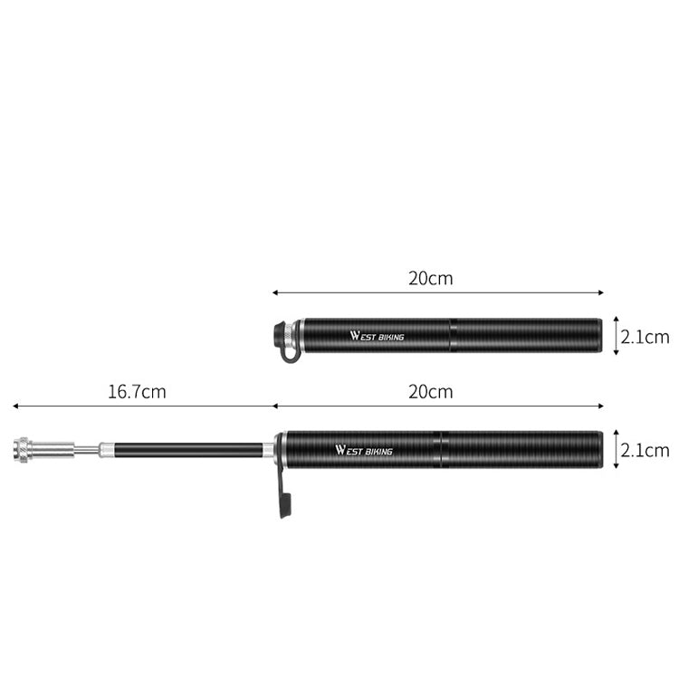 West Biking Bicycle Pump Portable High Pressure Inflators Mountain Road Car Bicycle Riding Equipment, West Biking Pump(Black), West Biking Pump(Silver)