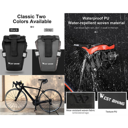 WEST BIKING YP0707249 Sacoche de selle pliable pour vélo, équipement de cyclisme, YP0707249 (Noir), YP0707249 (Gris)