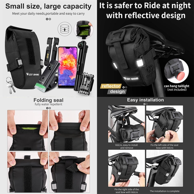 WEST BIKING YP0707249 Sacoche de selle pliable pour vélo, équipement de cyclisme, YP0707249 (Noir), YP0707249 (Gris)