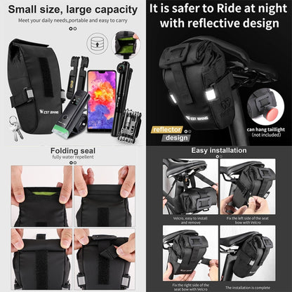 WEST BIKING YP0707249 Sacoche de selle pliable pour vélo, équipement de cyclisme, YP0707249 (Noir), YP0707249 (Gris)