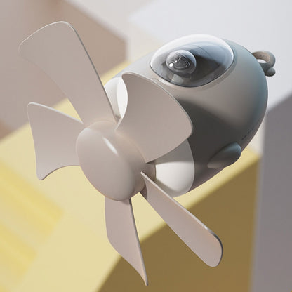MF023 Ventilateur de plafond lumineux en forme d'avion, avec télécommande USB, bleu, blanc