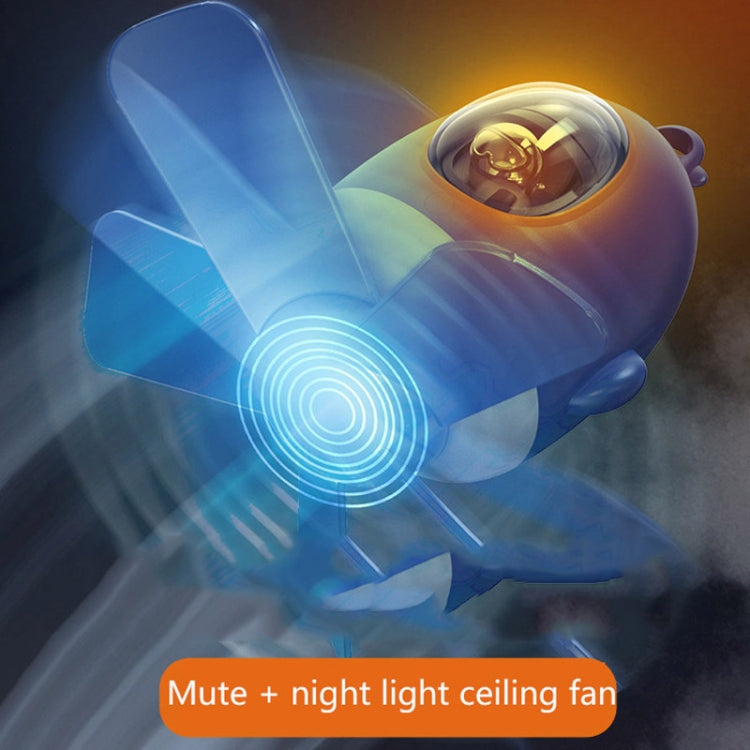 MF023 Ventilateur de plafond lumineux en forme d'avion, avec télécommande USB, bleu, blanc