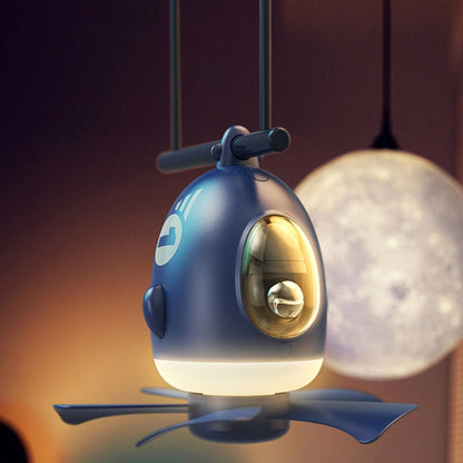 MF023 Ventilateur de plafond lumineux en forme d'avion, avec télécommande USB, bleu, blanc