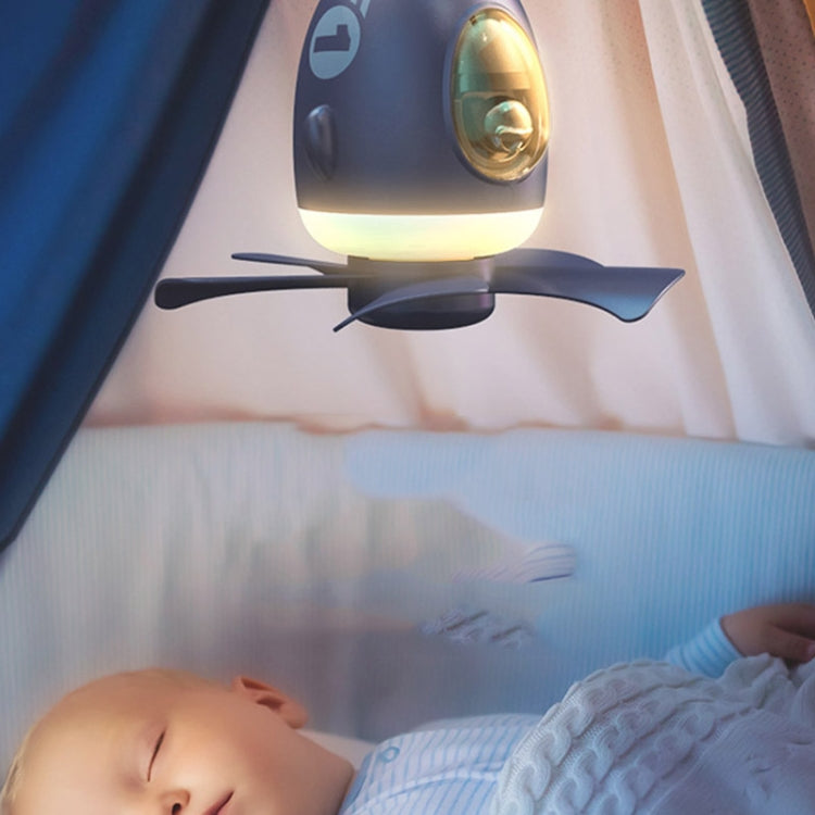 MF023 Ventilateur de plafond lumineux en forme d'avion, avec télécommande USB, bleu, blanc
