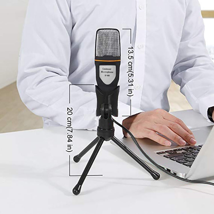 SF-666 Computer Voice Microphone With Adapter Cable Anchor Mobile Phone Video Wired Microphone With Bracketcket, White, Golden, Blue, Black