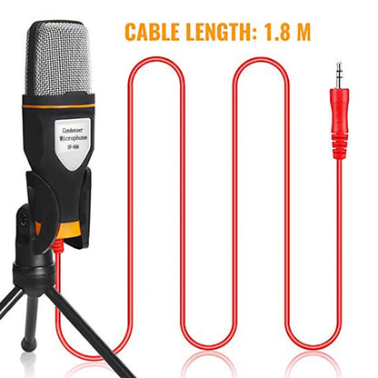 SF-666 Computer Voice Microphone With Adapter Cable Anchor Mobile Phone Video Wired Microphone With Bracketcket, White, Golden, Blue, Black