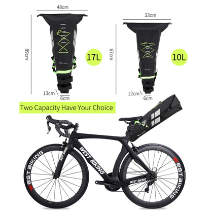 West Biking Bicycle Bag Full Waterproof Reflective Tail Bag Long-Distance Capacity Rear Seat Bag, 10L, 17L
