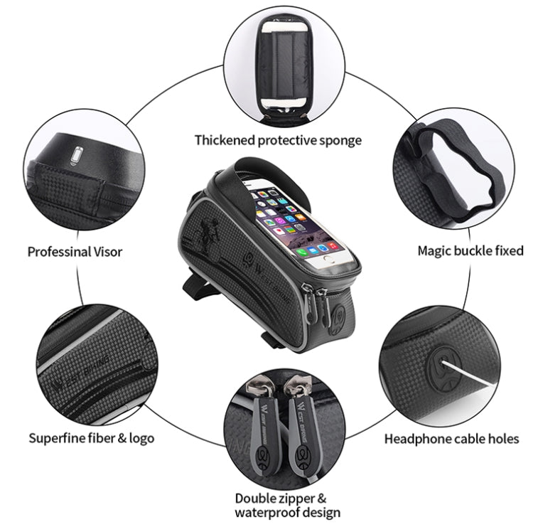 West Biking 1.5l Bicycle Anti-Light  Bag Riding Front Bag Mobile Phone Bag Boarding Bag Waterproof Bag, YP0707205