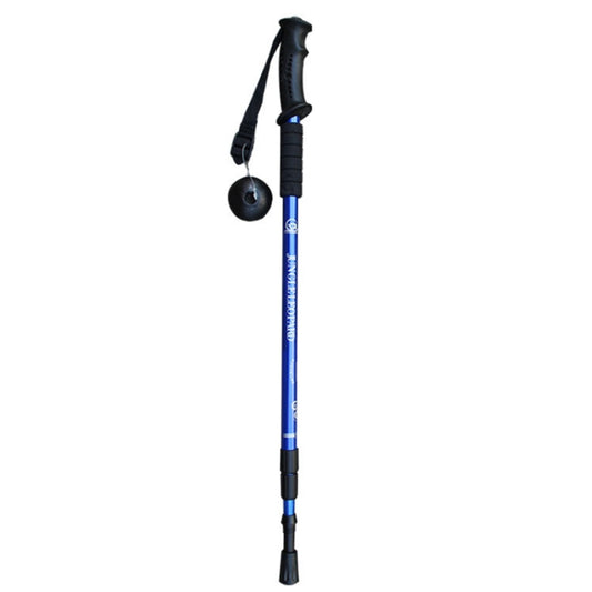 Bâton de randonnée multifonctionnel en aluminium à poignée droite en 3 sections JUNGLELEOPARD, rouge, bleu, noir et blanc argenté (66-135 cm).