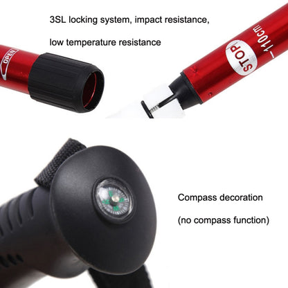 JUNGLELEOPARD 3-Section Straight Handle Aluminum Trekking Pole Multifunctional Walking Hand Crutches, Red#66-135cm, Blue#66-135cm, Black#66-135cm, Silver White#66-135cm