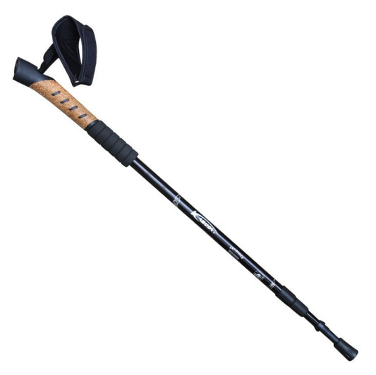 Bâton de randonnée télescopique en alliage d'aluminium multifonction WUXIAN Outdoor, manche droit en liège, trois sections, couleur aléatoire, longueur 66-135 cm.